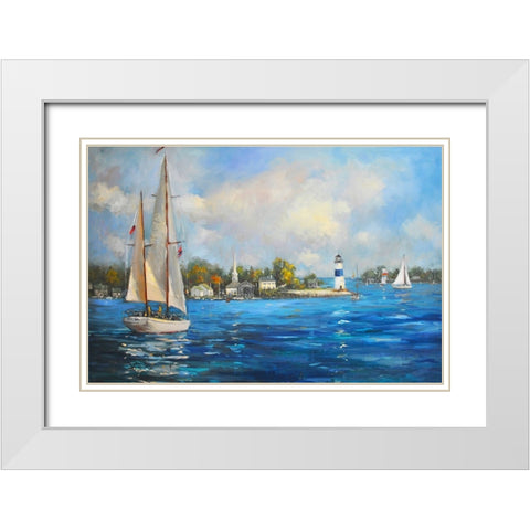 Sailing on Sunday White Modern Wood Framed Art Print with Double Matting by Stevens, Allayn