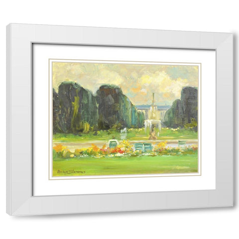 Italian Gardens White Modern Wood Framed Art Print with Double Matting by Stevens, Allayn