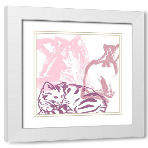 Paint Box Cats I White Modern Wood Framed Art Print with Double Matting by Vess, June Erica