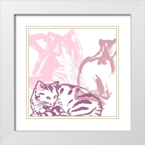 Paint Box Cats I White Modern Wood Framed Art Print with Double Matting by Vess, June Erica