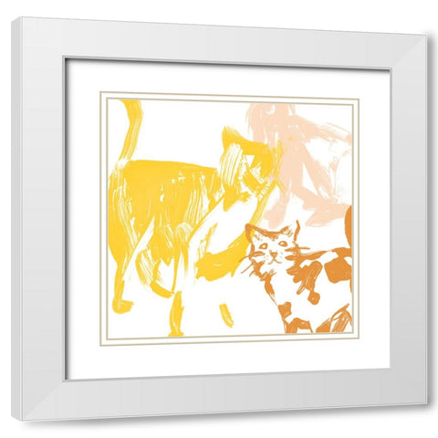 Paint Box Cats III White Modern Wood Framed Art Print with Double Matting by Vess, June Erica