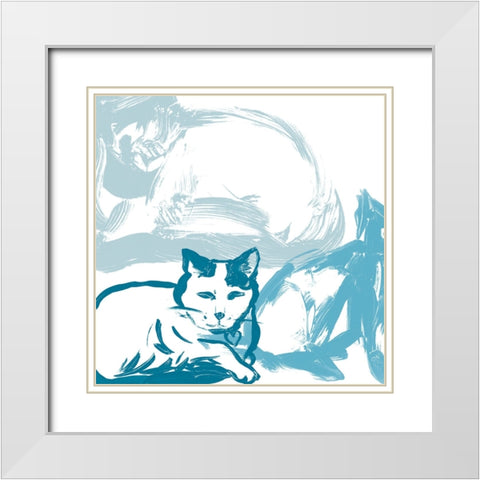 Paint Box Cats IV White Modern Wood Framed Art Print with Double Matting by Vess, June Erica