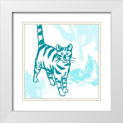 Paint Box Cats VII White Modern Wood Framed Art Print with Double Matting by Vess, June Erica