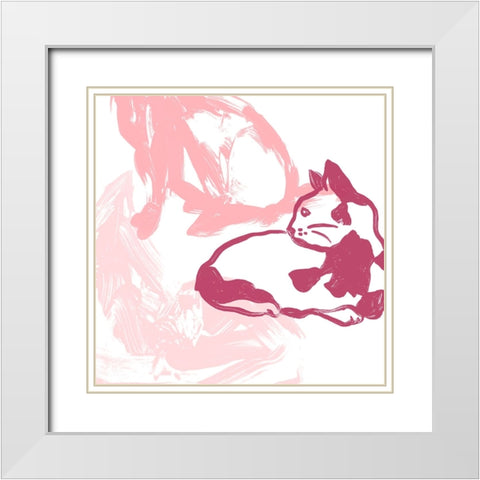 Paint Box Cats VIII White Modern Wood Framed Art Print with Double Matting by Vess, June Erica
