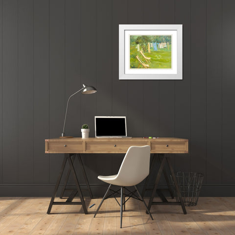 French Hanging Laundry White Modern Wood Framed Art Print with Double Matting by Stevens, Allayn