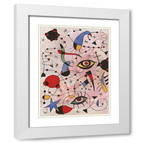 Miro Memoirs II White Modern Wood Framed Art Print with Double Matting by Willett, Michael
