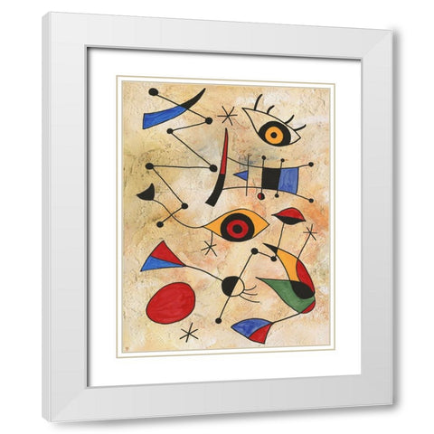 Miro Memoirs IV White Modern Wood Framed Art Print with Double Matting by Willett, Michael