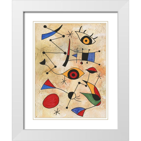 Miro Memoirs IV White Modern Wood Framed Art Print with Double Matting by Willett, Michael