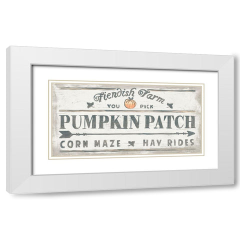 Pumpkin Picking Signs II White Modern Wood Framed Art Print with Double Matting by Vess, June Erica