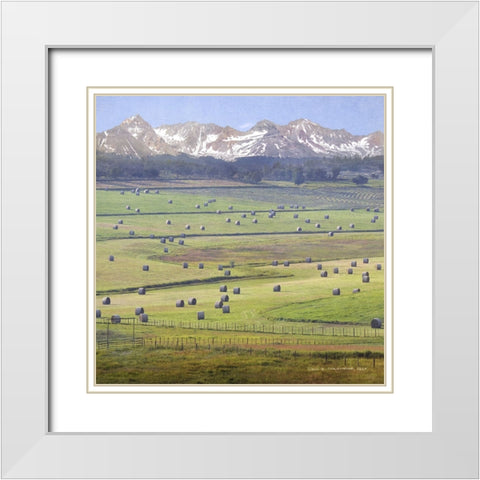 Cherry Creek Haybales White Modern Wood Framed Art Print with Double Matting by Vest, Chris