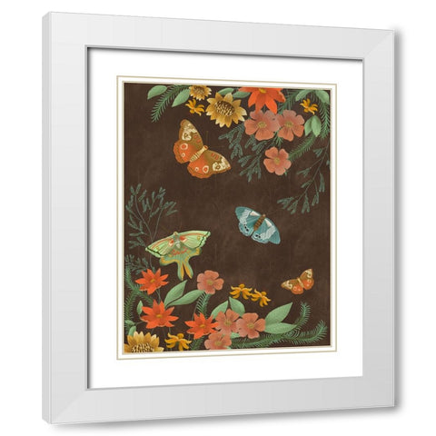 Butterfly Night I White Modern Wood Framed Art Print with Double Matting by Moore, Regina