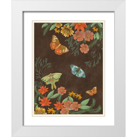 Butterfly Night I White Modern Wood Framed Art Print with Double Matting by Moore, Regina