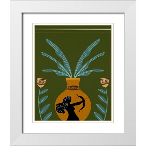 Warrior Goddess Vase II White Modern Wood Framed Art Print with Double Matting by Moore, Regina