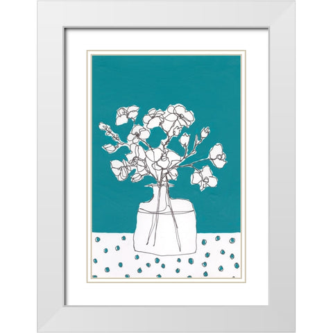 Floral Jardiniere IV White Modern Wood Framed Art Print with Double Matting by Moore, Regina
