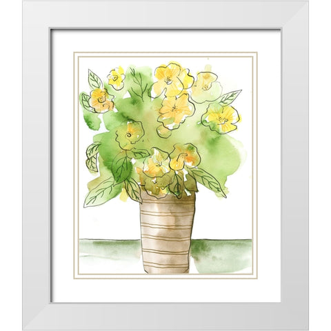 Yellow Bouquet II White Modern Wood Framed Art Print with Double Matting by Moore, Regina