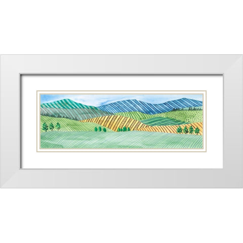 Striped Landscape II White Modern Wood Framed Art Print with Double Matting by Moore, Regina