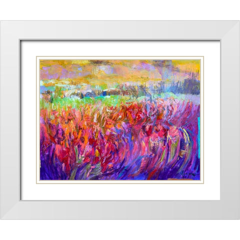 Iris Essence White Modern Wood Framed Art Print with Double Matting by Fagan, Dorothy