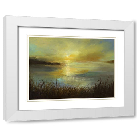Dawn On The Lake White Modern Wood Framed Art Print with Double Matting by Finch, Sheila