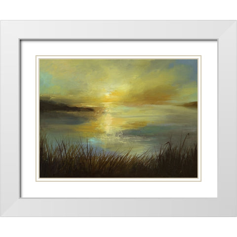 Dawn On The Lake White Modern Wood Framed Art Print with Double Matting by Finch, Sheila