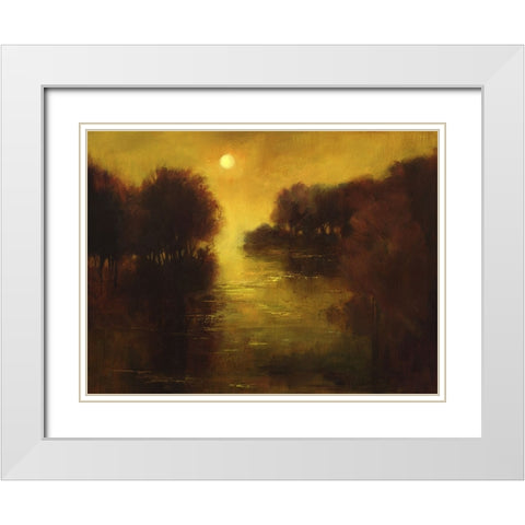 River Glow White Modern Wood Framed Art Print with Double Matting by Finch, Sheila