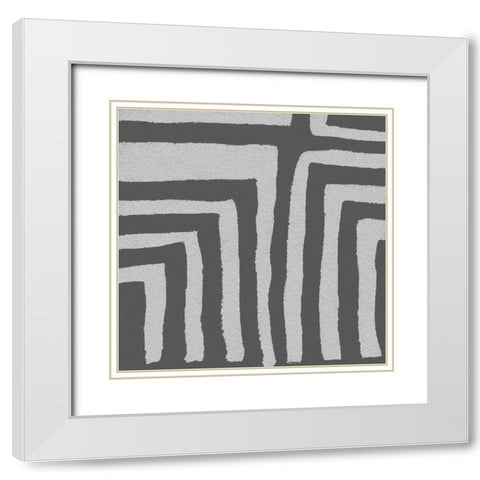 Square Decorative Batik  III White Modern Wood Framed Art Print with Double Matting by Saunders, Alonzo