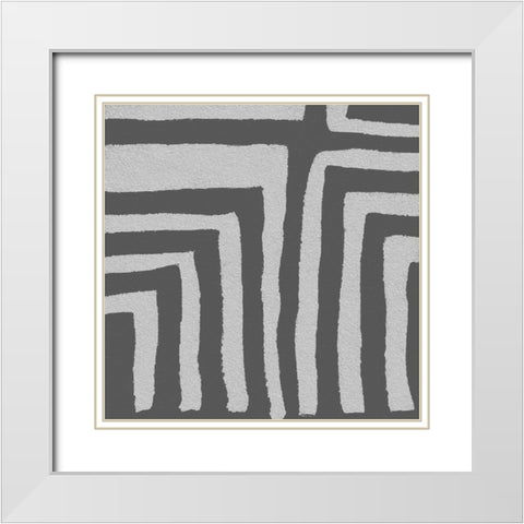 Square Decorative Batik  III White Modern Wood Framed Art Print with Double Matting by Saunders, Alonzo
