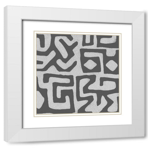 Square Decorative Batik  VI White Modern Wood Framed Art Print with Double Matting by Saunders, Alonzo