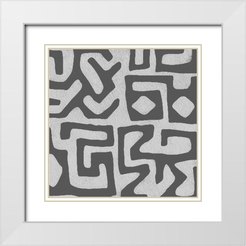 Square Decorative Batik  VI White Modern Wood Framed Art Print with Double Matting by Saunders, Alonzo