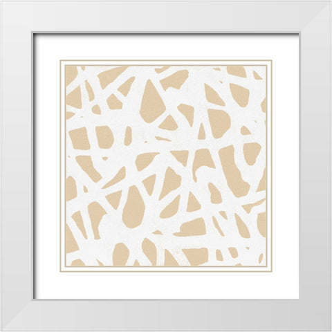 Square Modern Batik  V White Modern Wood Framed Art Print with Double Matting by Saunders, Alonzo