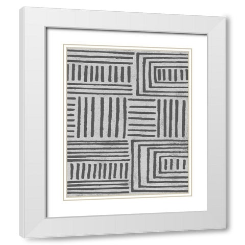 Vertical  Decorative Batik  II White Modern Wood Framed Art Print with Double Matting by Saunders, Alonzo
