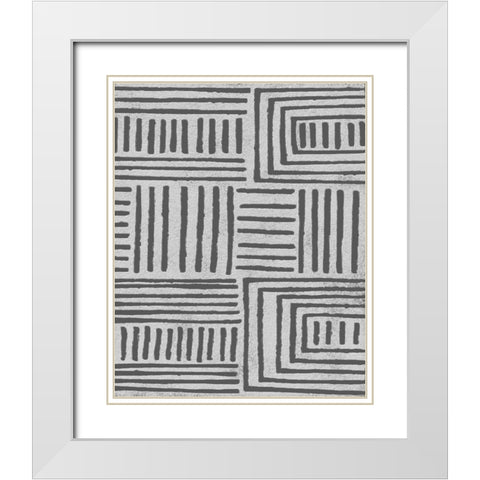 Vertical  Decorative Batik  II White Modern Wood Framed Art Print with Double Matting by Saunders, Alonzo