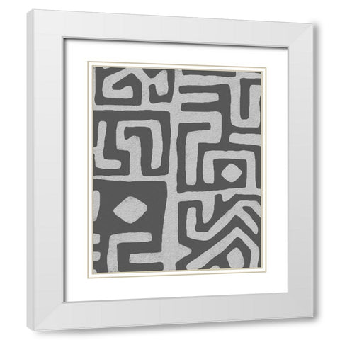 Vertical  Decorative Batik  III White Modern Wood Framed Art Print with Double Matting by Saunders, Alonzo