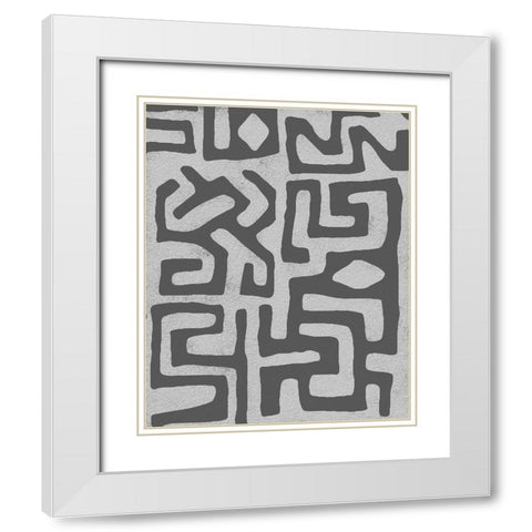 Vertical  Decorative Batik  IV White Modern Wood Framed Art Print with Double Matting by Saunders, Alonzo