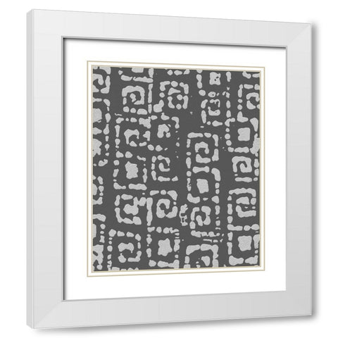 Vertical  Decorative Batik  V White Modern Wood Framed Art Print with Double Matting by Saunders, Alonzo