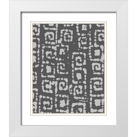Vertical  Decorative Batik  V White Modern Wood Framed Art Print with Double Matting by Saunders, Alonzo