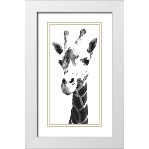 Giraffe study  III White Modern Wood Framed Art Print with Double Matting by Saunders, Alonzo