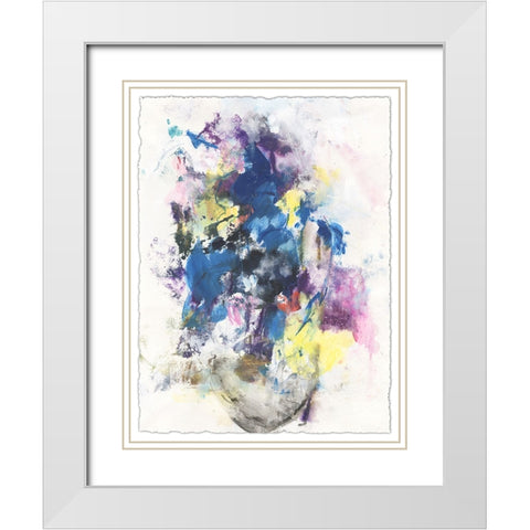 Embellished Floral Bouquet I White Modern Wood Framed Art Print with Double Matting by Combs, Joyce