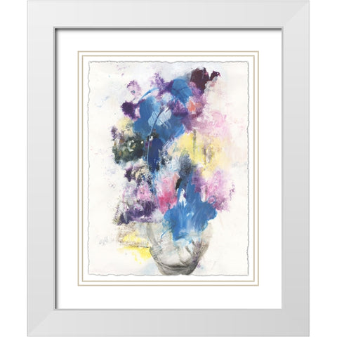 Embellished Floral Bouquet II White Modern Wood Framed Art Print with Double Matting by Combs, Joyce