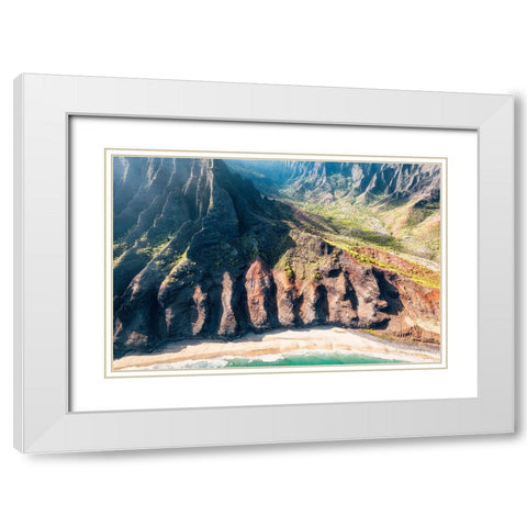Kauai Coast White Modern Wood Framed Art Print with Double Matting by Head, Danny