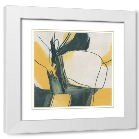 Gold Stroke I White Modern Wood Framed Art Print with Double Matting by Vess, June Erica