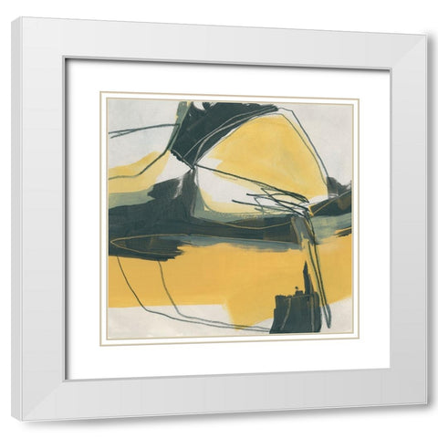 Gold Stroke II White Modern Wood Framed Art Print with Double Matting by Vess, June Erica