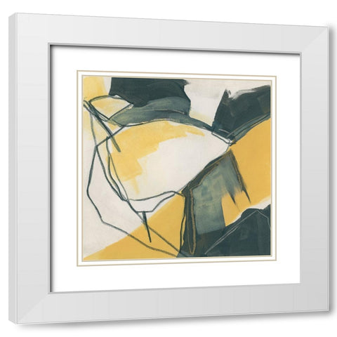 Gold Stroke IV White Modern Wood Framed Art Print with Double Matting by Vess, June Erica
