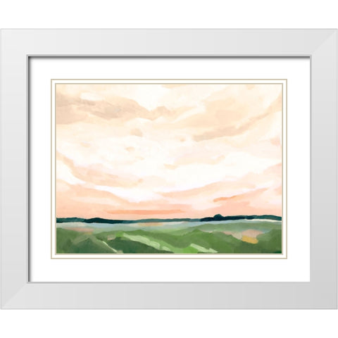 Coral Skies I White Modern Wood Framed Art Print with Double Matting by Caroline, Emma