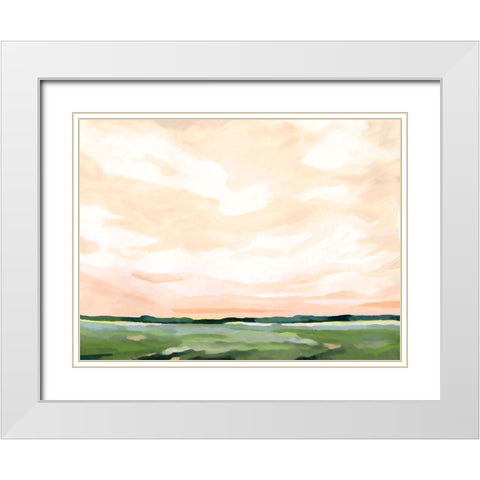 Coral Skies II White Modern Wood Framed Art Print with Double Matting by Caroline, Emma
