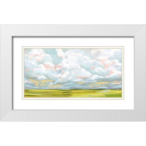 Citron Horizons I White Modern Wood Framed Art Print with Double Matting by Barnes, Victoria