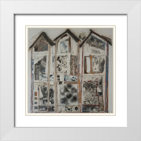 Bee Houses II White Modern Wood Framed Art Print with Double Matting by Ferrell, Erin McGee