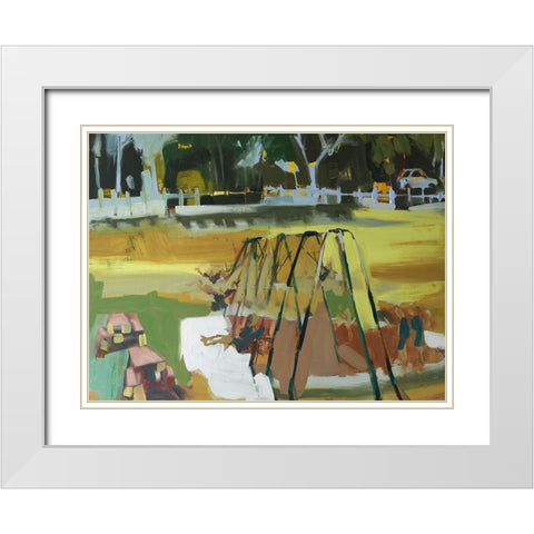 Swings White Modern Wood Framed Art Print with Double Matting by Ferrell, Erin McGee