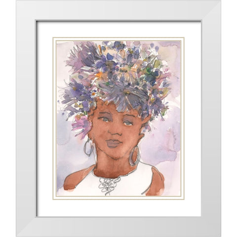 A Sister Moment I White Modern Wood Framed Art Print with Double Matting by Dixon, Samuel