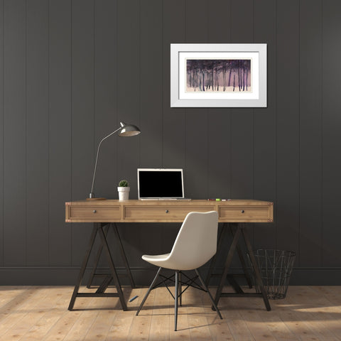Misty Tree Line II White Modern Wood Framed Art Print with Double Matting by Dixon, Samuel