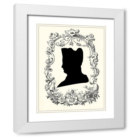 Cameo Silhouette VI White Modern Wood Framed Art Print with Double Matting by Vision Studio